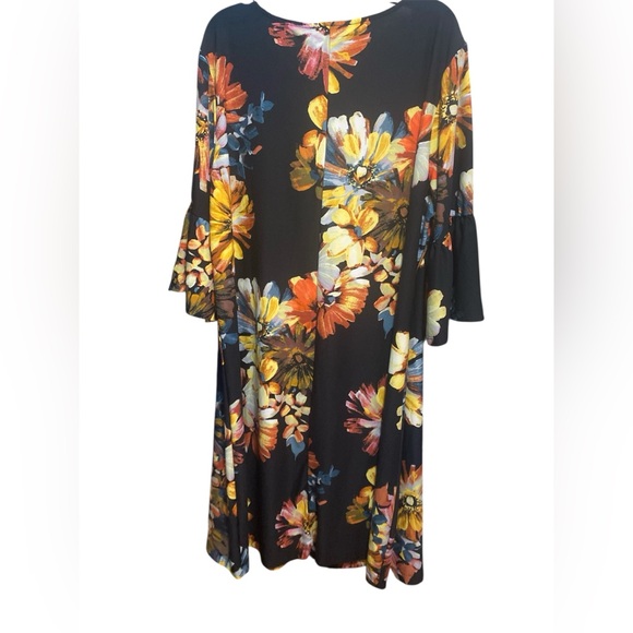🚚 Ellen Weaver Vibrant Floral Long Sleeve Dress 1X - Picture 2 of 5